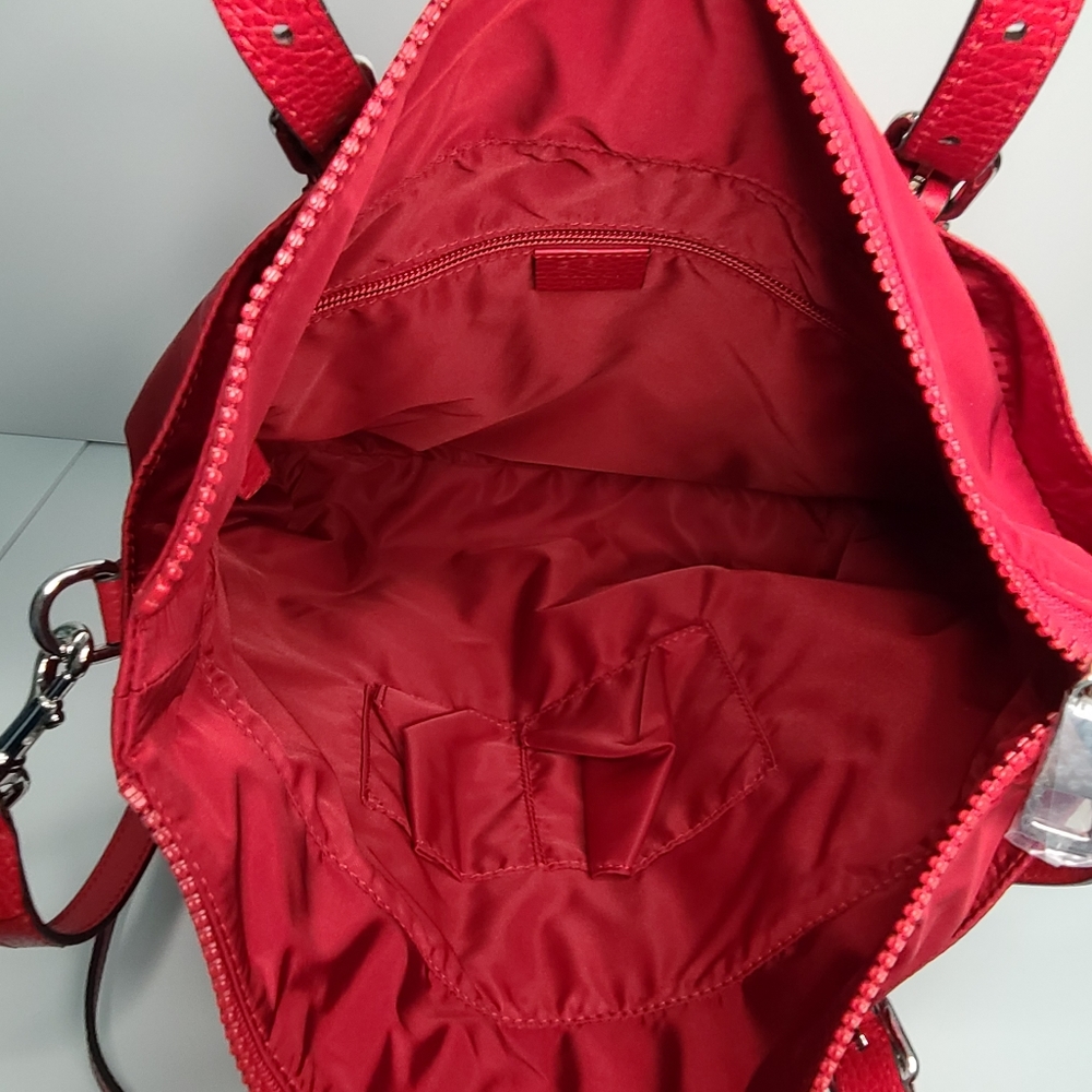 SOLD!!!  Gucci Nylon & Leather Red Tote Crossbody - Picture 4 of 8